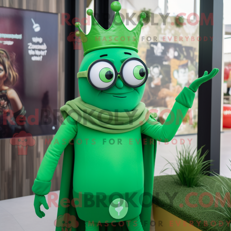 Mascot character of a Green Queen dressed with a Turtleneck and Eyeglasses