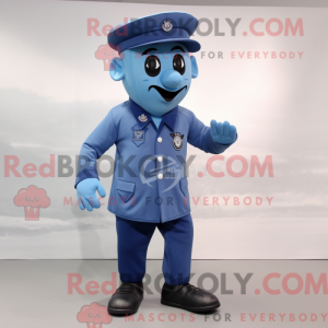 Mascot character of a Sky Blue Navy Soldier dressed with a Graphic Tee and Shoe clips