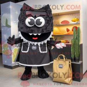 Mascot character of a Black Nachos dressed with a Shift Dress and Briefcases