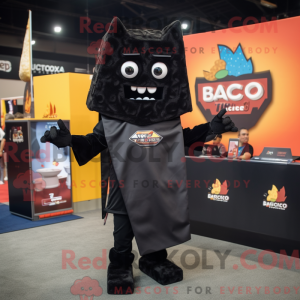 Mascot character of a Black Nachos dressed with a Shift Dress and Briefcases