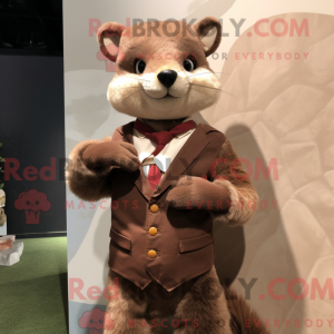 Mascot character of a Brown Marten dressed with a Vest and Pocket squares