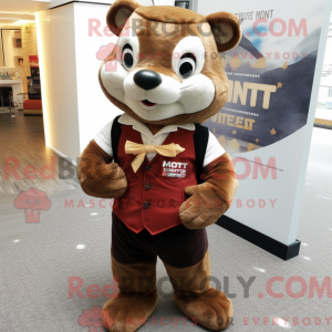 Mascot character of a Brown Marten dressed with a Vest and Pocket squares