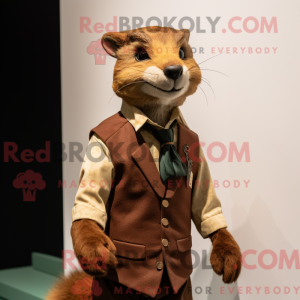Mascot character of a Brown Marten dressed with a Vest and Pocket squares