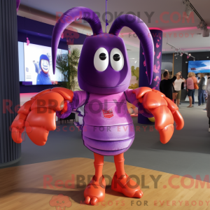 Mascot character of a Purple Lobster Bisque dressed with a Culottes and Anklets