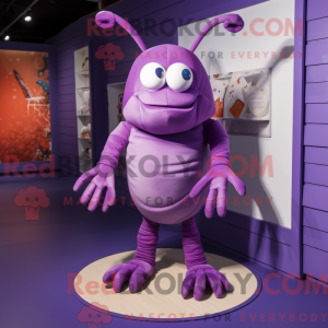 Mascot character of a Purple Lobster Bisque dressed with a Culottes and Anklets