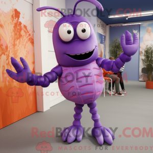 Mascot character of a Purple Lobster Bisque dressed with a Culottes and Anklets