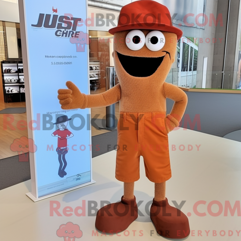 Mascot character of a Rust Aglet dressed with a Chinos and Shoe clips