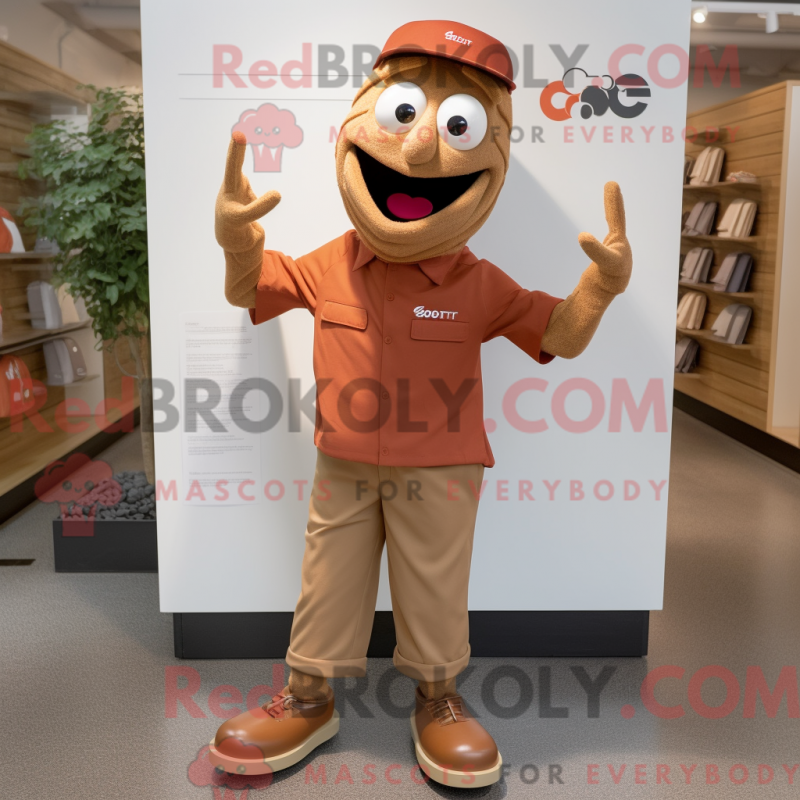 Mascot character of a Rust Aglet dressed with a Chinos and Shoe clips