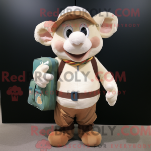 Mascot character of a Cream Moussaka dressed with a Corduroy Pants and Wallets