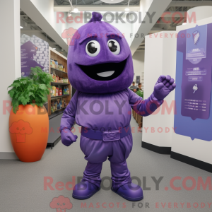 Mascot character of a Purple Grenade dressed with a Capri Pants and Cummerbunds