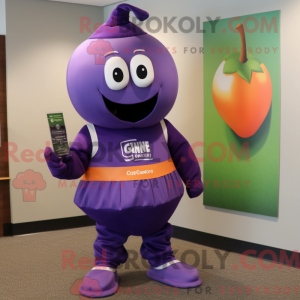 Mascot character of a Purple Grenade dressed with a Capri Pants and Cummerbunds
