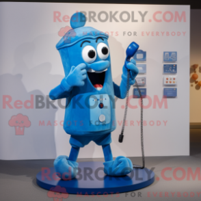 Mascot character of a Blue Phone dressed with a Shorts and Shoe clips