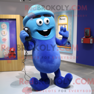 Mascot character of a Blue Phone dressed with a Shorts and Shoe clips