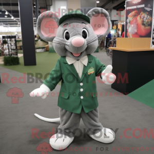 Mascot character of a Forest Green Mouse dressed with a Dress Shirt and Foot pads