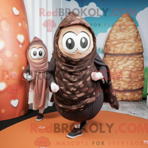 Mascot character of a Brown Oyster dressed with a Yoga Pants and Scarves