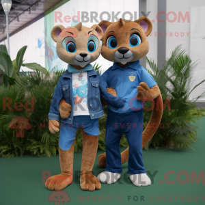 Mascot character of a Jaguarundi dressed with a Boyfriend Jeans and Smartwatches