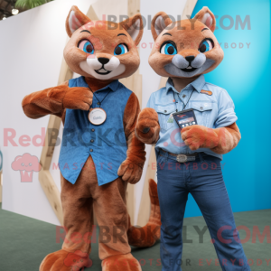 Mascot character of a Jaguarundi dressed with a Boyfriend Jeans and Smartwatches