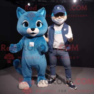 Mascot character of a Jaguarundi dressed with a Boyfriend Jeans and Smartwatches