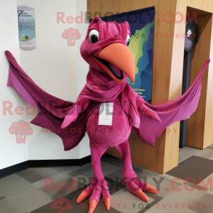 Mascot character of a Magenta Pterodactyl dressed with a Culottes and Scarf clips