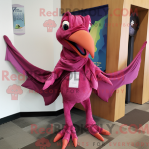 Mascot character of a Magenta Pterodactyl dressed with a Culottes and Scarf clips