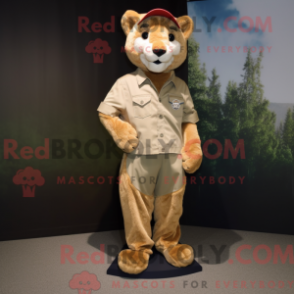 Mascot character of a Puma dressed with a Chinos and Foot pads