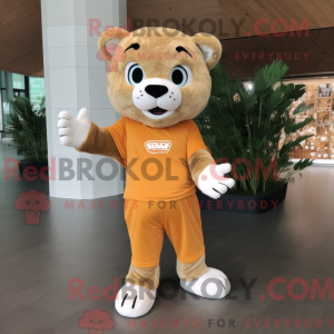 Mascot character of a Puma dressed with a Chinos and Foot pads