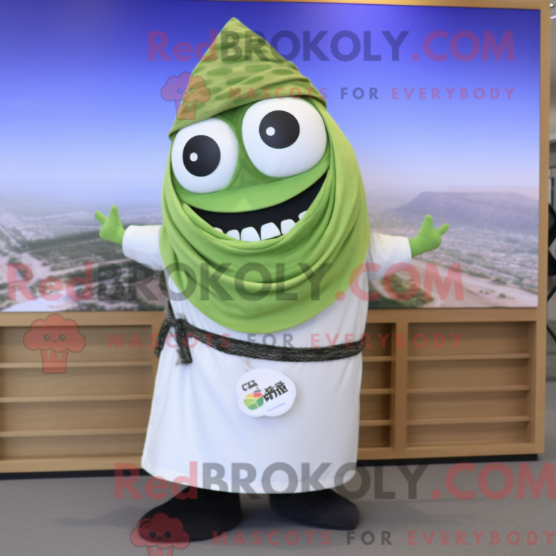 Mascot character of a Olive Sushi dressed with a Shorts and Shawls