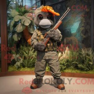 Mascot character of a Sniper dressed with a Cargo Pants and Headbands
