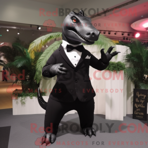 Mascot character of a Iguanodon dressed with a Tuxedo and Shoe clips
