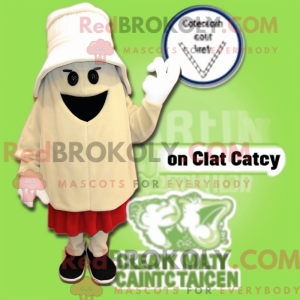 Mascot character of a Cream Celery dressed with a Cover-up and Caps