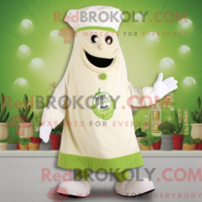 Mascot character of a Cream Celery dressed with a Cover-up and Caps
