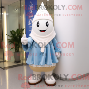 Mascot character of a Ice Cream Cone dressed with a Bootcut Jeans and Shawl pins