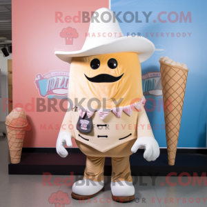 Mascot character of a Ice Cream Cone dressed with a Bootcut Jeans and Shawl pins