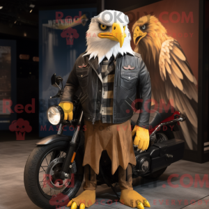 Mascot character of a Eagle dressed with a Biker Jacket and Scarf clips