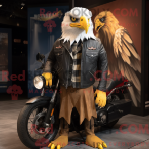 Mascot character of a Eagle dressed with a Biker Jacket and Scarf clips