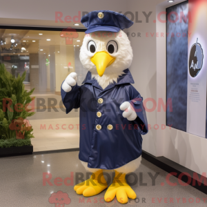 Mascot character of a Navy Chicken dressed with a Raincoat and Scarf clips