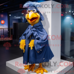 Mascot character of a Navy Chicken dressed with a Raincoat and Scarf clips