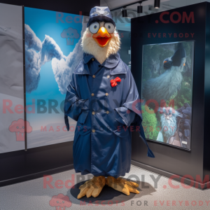 Mascot character of a Navy Chicken dressed with a Raincoat and Scarf clips