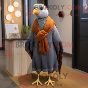 Mascot character of a Rust Guinea Fowl dressed with a Skinny Jeans and Shawls