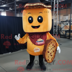 Mascot character of a Rust Grilled Cheese Sandwich dressed with a Jacket and Caps