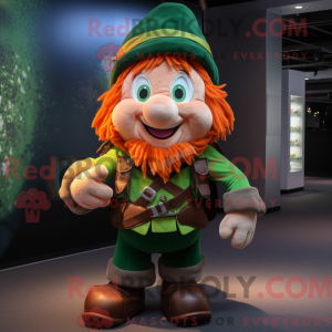 Mascot character of a Leprechaun dressed with a Jacket and Backpacks