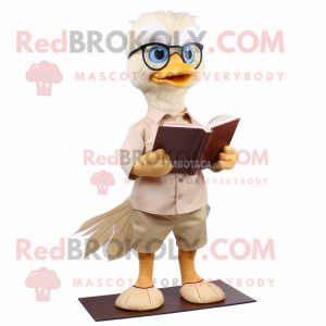 Beige Gosling maskot kostym...