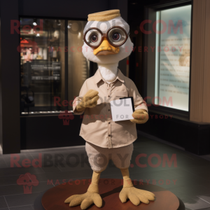 Beige Gosling maskot drakt...