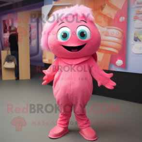 Pink Cod mascot costume character dressed with a Jeggings and Earrings