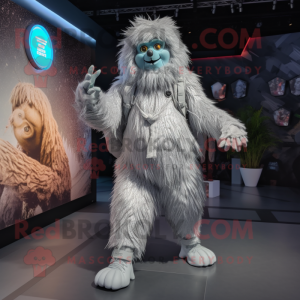 Sølv Yeti maskot kostume...