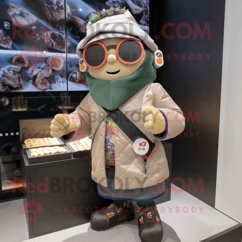 nan Sushi mascot costume character dressed with a Parka and Wallets