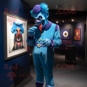 Blue Evil Clown maskot...