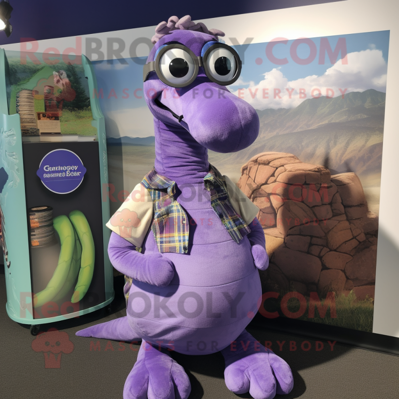 Lavender Loch Ness Monster mascot costume character dressed with a Vest ...