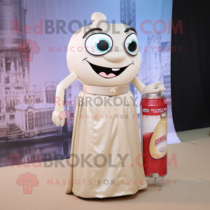 Beige Soda Can maskot...