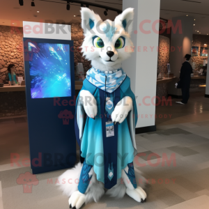 Cyan Lynx maskot kostume...